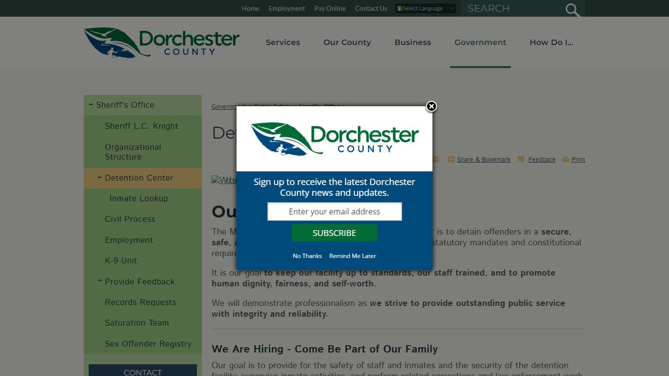 Detention Center | Dorchester County, SC website