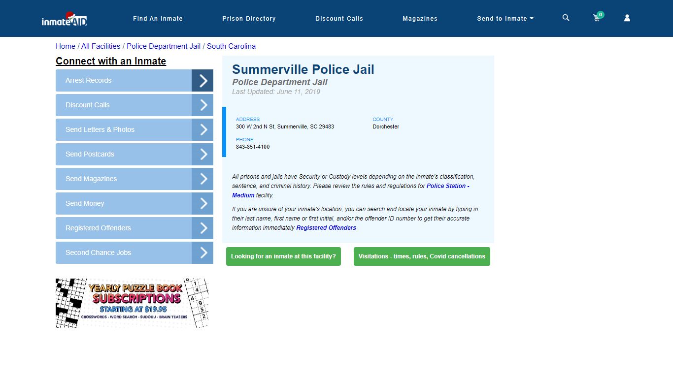 Summerville Police Jail & Inmate Search - Summerville, SC